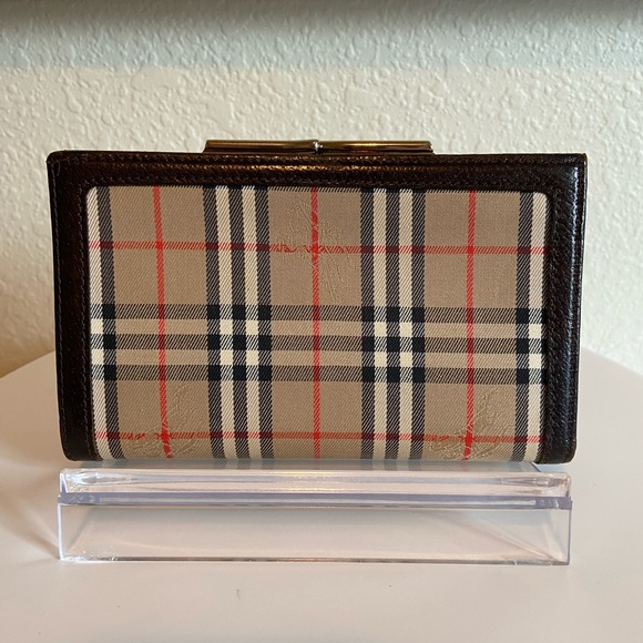 Burberrys GUC Classic Pre-1999 Vintage Haymarket Kiss Lock Wallet - Picture 2 of 15